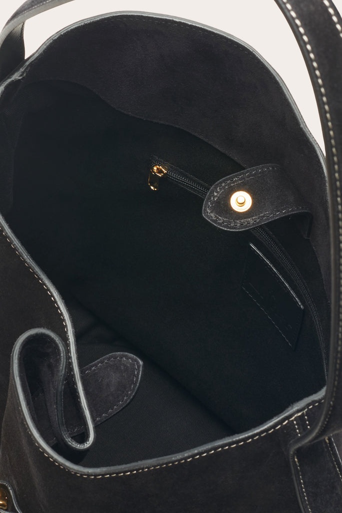 BELTED BUCKET BAG LARGE BLACK SUEDE - 5