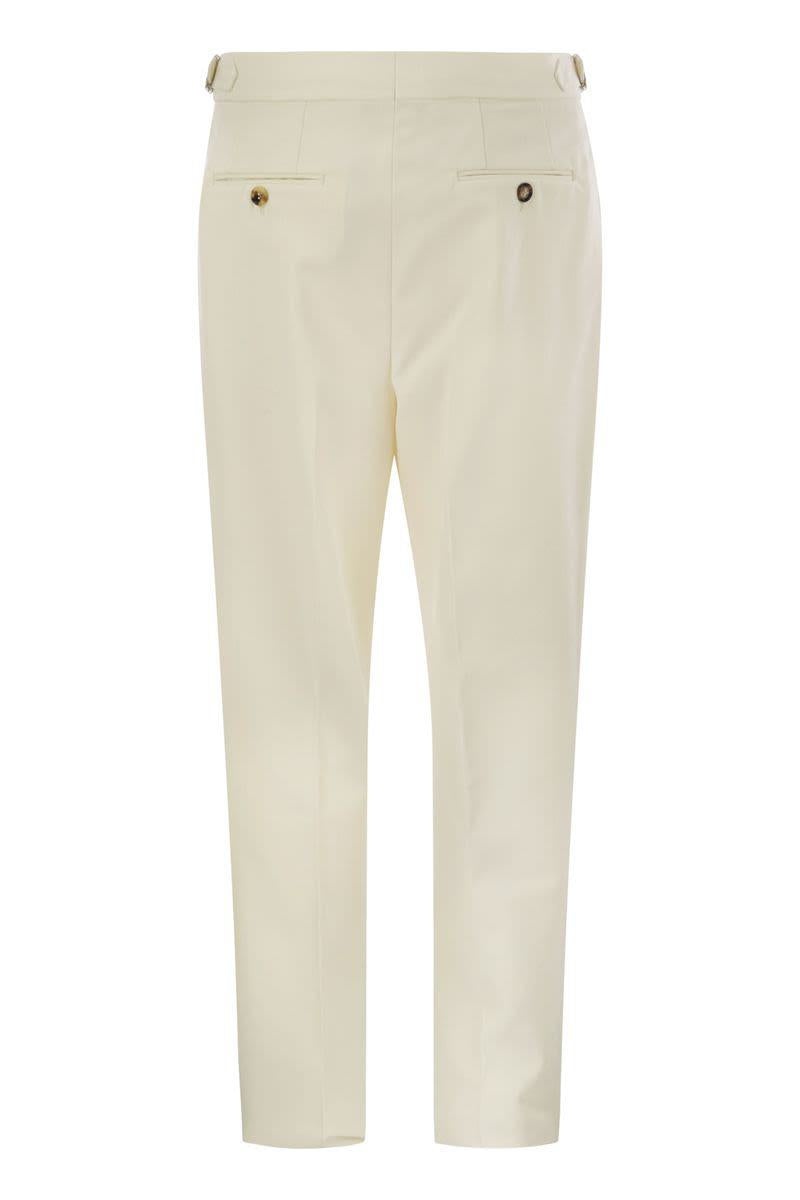 Brunello Cucinelli Tailor-Fit Trousers In Cotton Gabardine And Virgin Wool With Double Inverted Dart - 2