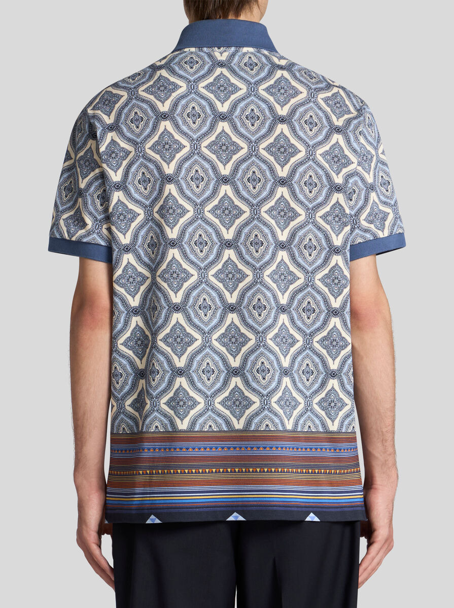 GEOMETRIC-PATTERNED COTTON POLO SHIRT - 4