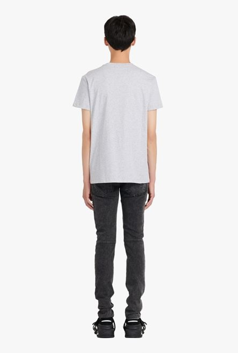 Heather gray cotton T-shirt with embossed Balmain Paris logo 3