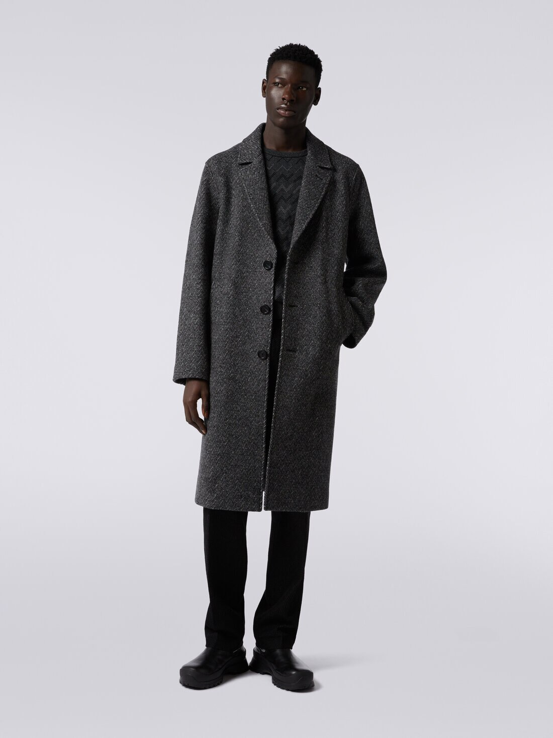 Boiled wool herringbone coat - 2