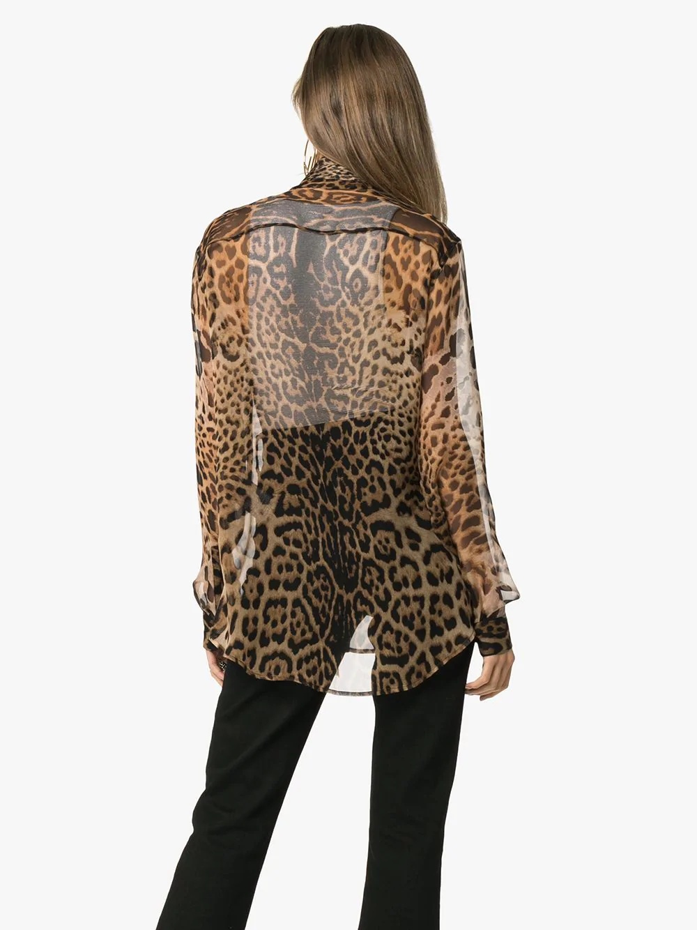 tie-neck leopard-print blouse - 4