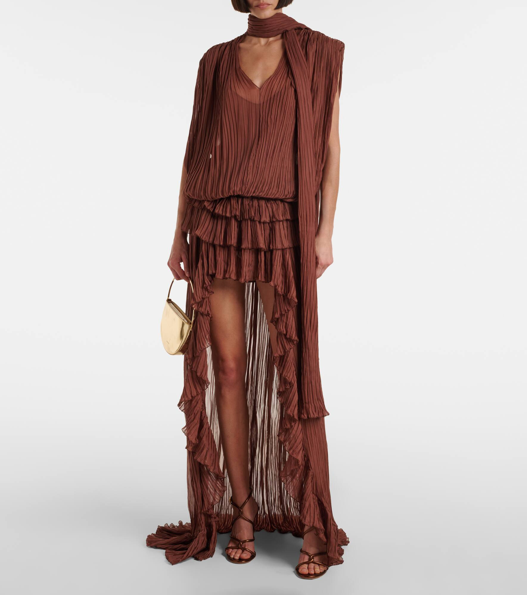 Plissé silk chiffon gown - 2