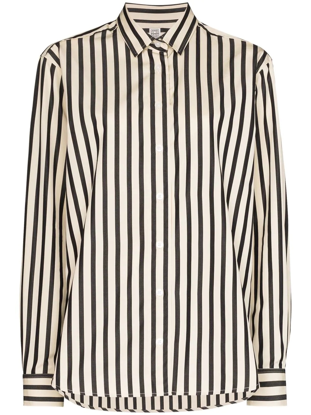 stripe-pattern long-sleeve blouse - 1