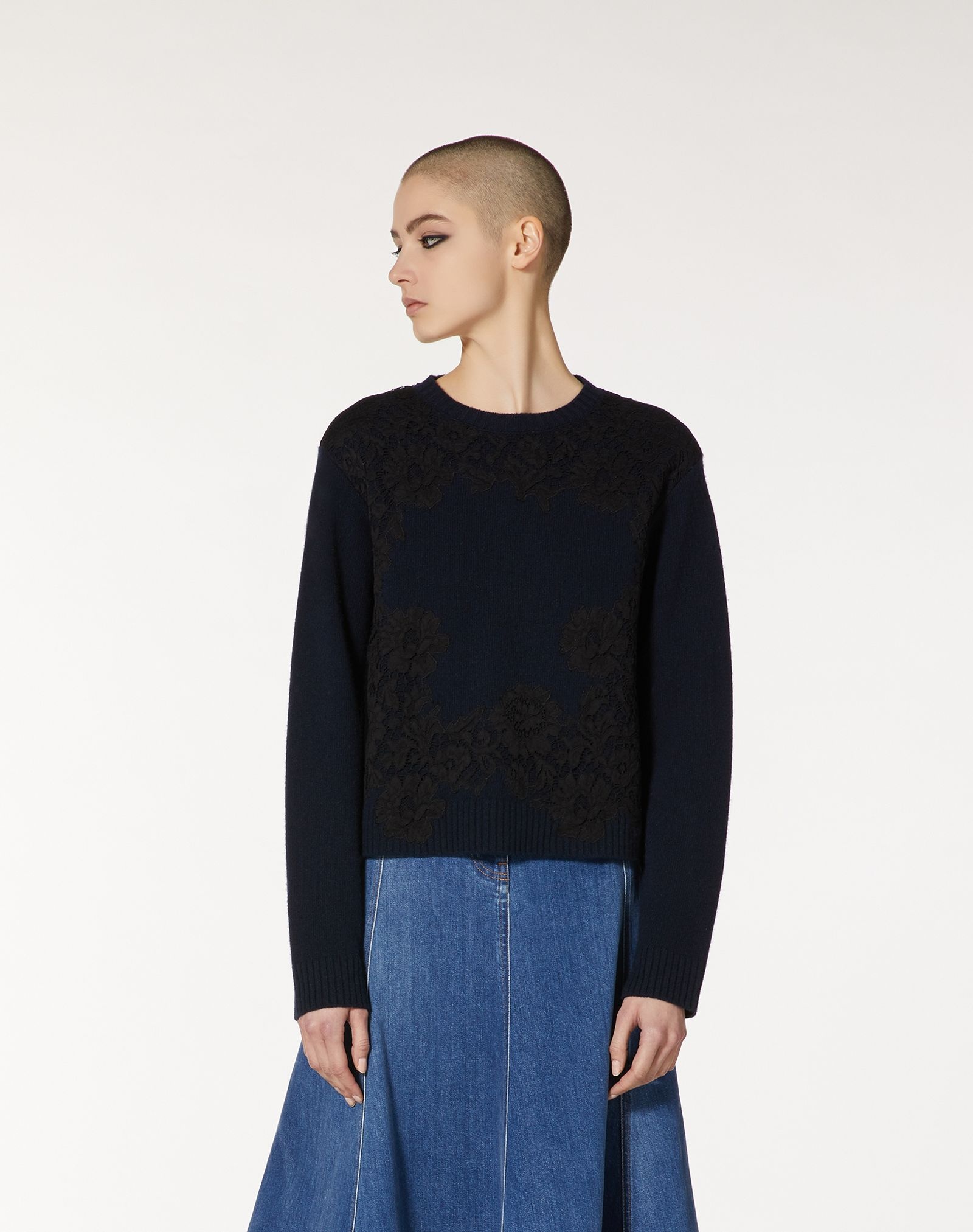 Cashmere Wool and Heavy Lace Sweater - 3