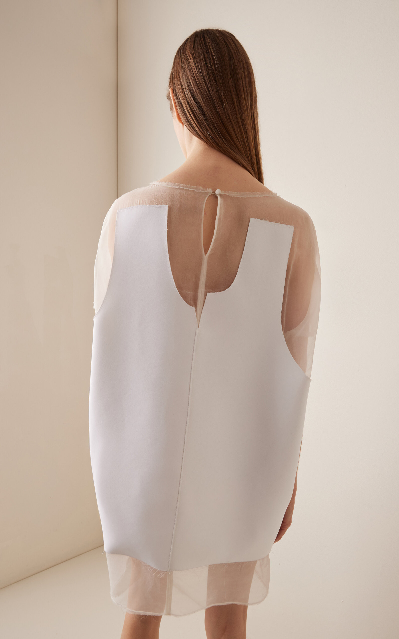 Winona Paneled Silk-Blend Mini Dress off-white - 4
