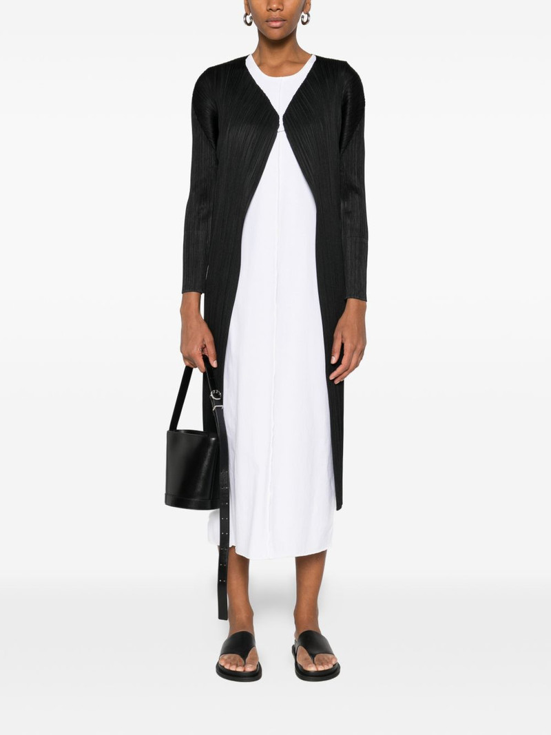 Pleats Please Issey Miyake pleated-effect open-front coat outlook