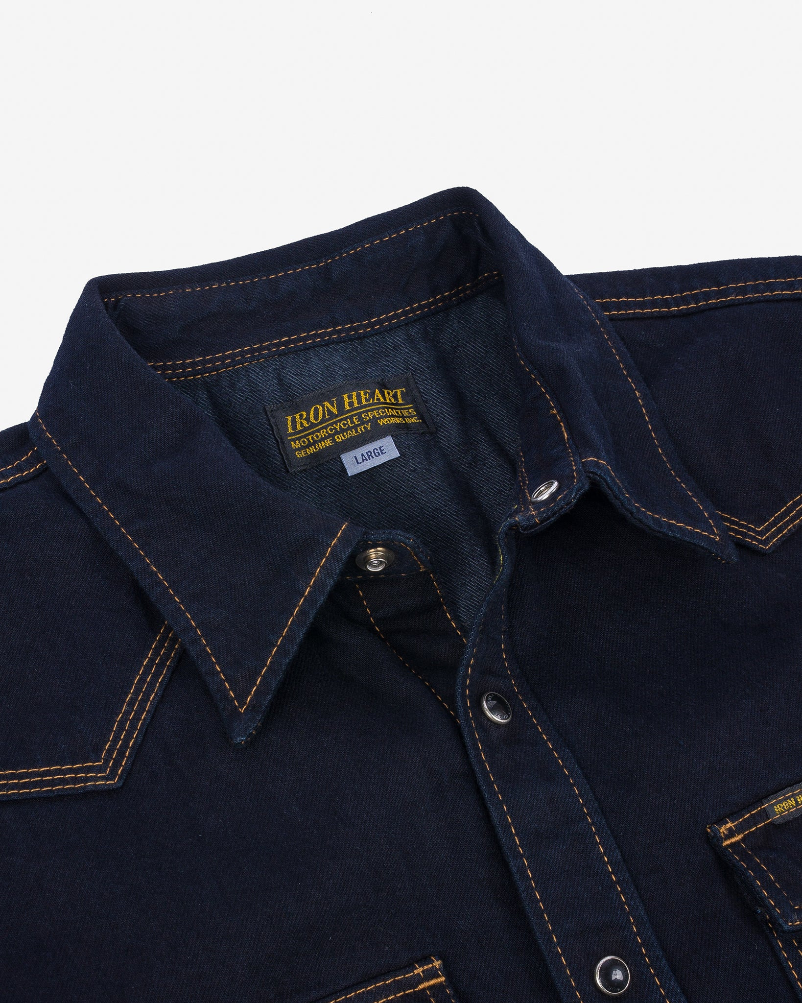 IHSH-33-OD 12oz Selvedge Denim Western Shirt - Indigo Overdyed Black - 13
