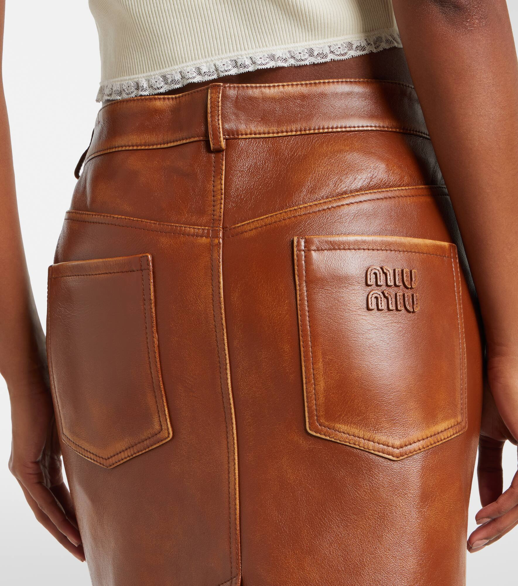 Leather midi skirt - 5
