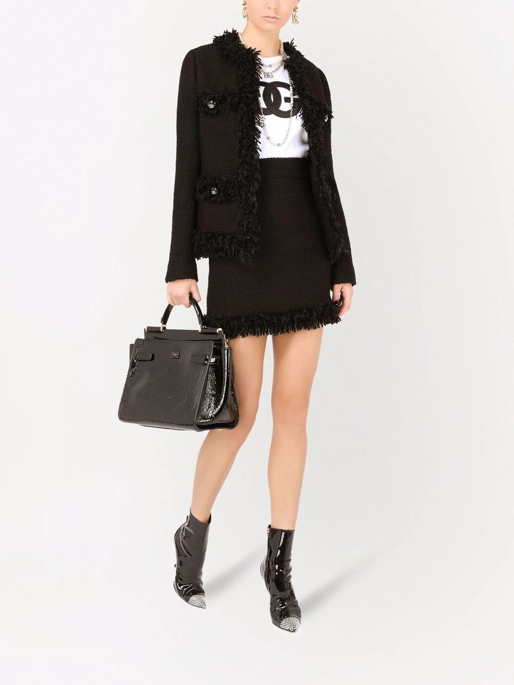 frayed fitted skirt - 2