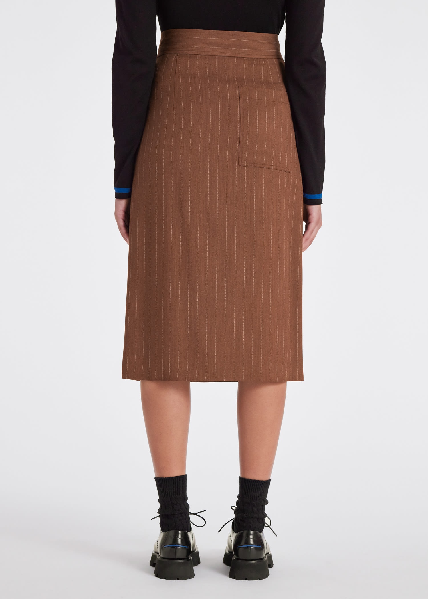 Pinstripe Button Up Skirt - 7