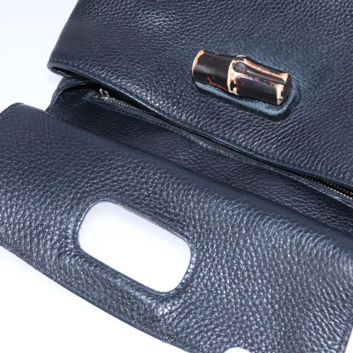 GUCCI Bamboo Daily Hand Bag Leather Black - 15