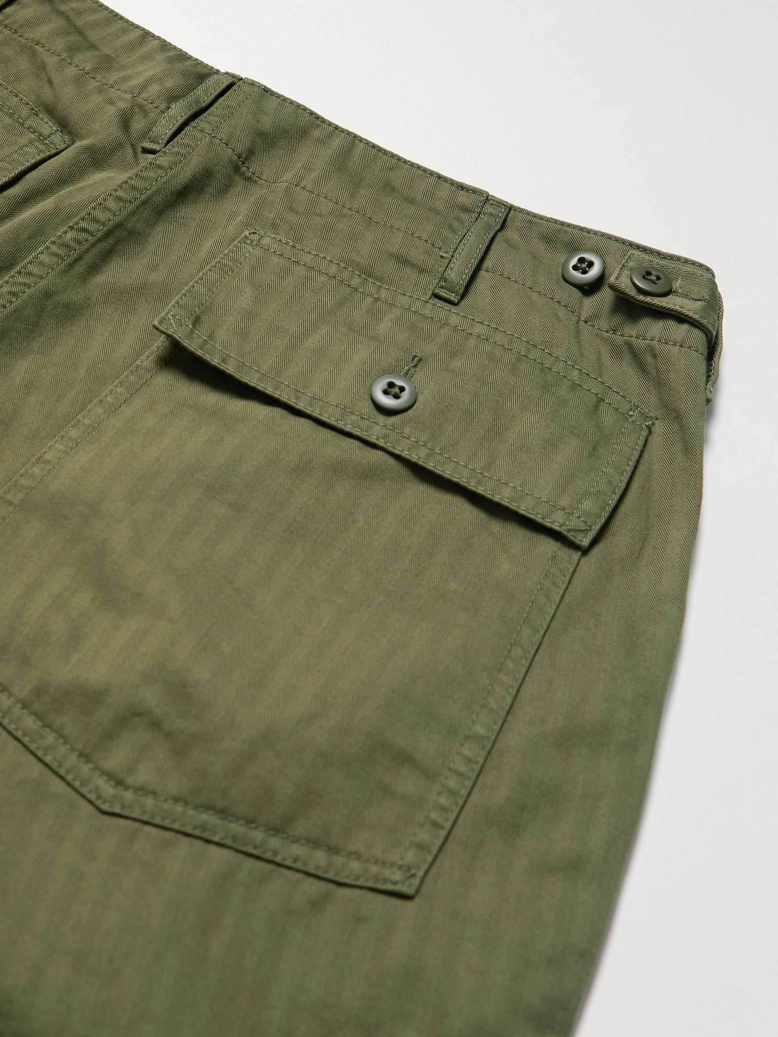 Straight-Leg Herringbone Cotton Shorts - 3