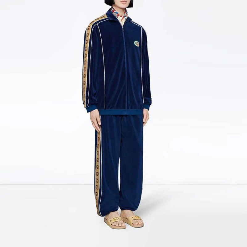 GUCCI Gucci Velour Taped Oversized Track Pant 'Blue' 574097-XJA6U-4541 outlook