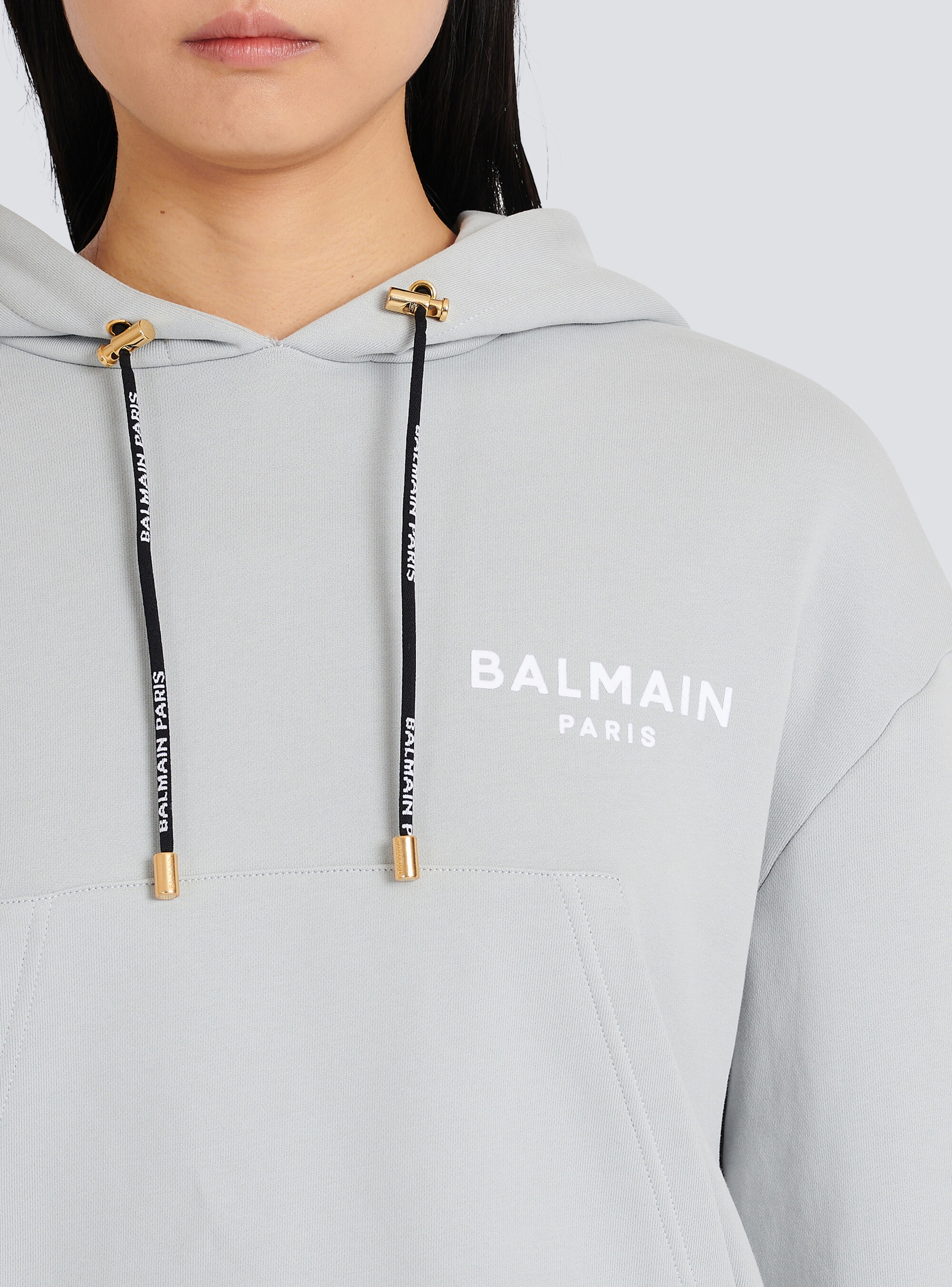 Eco-designed cotton sweatshirt with flocked Balmain logo - 7