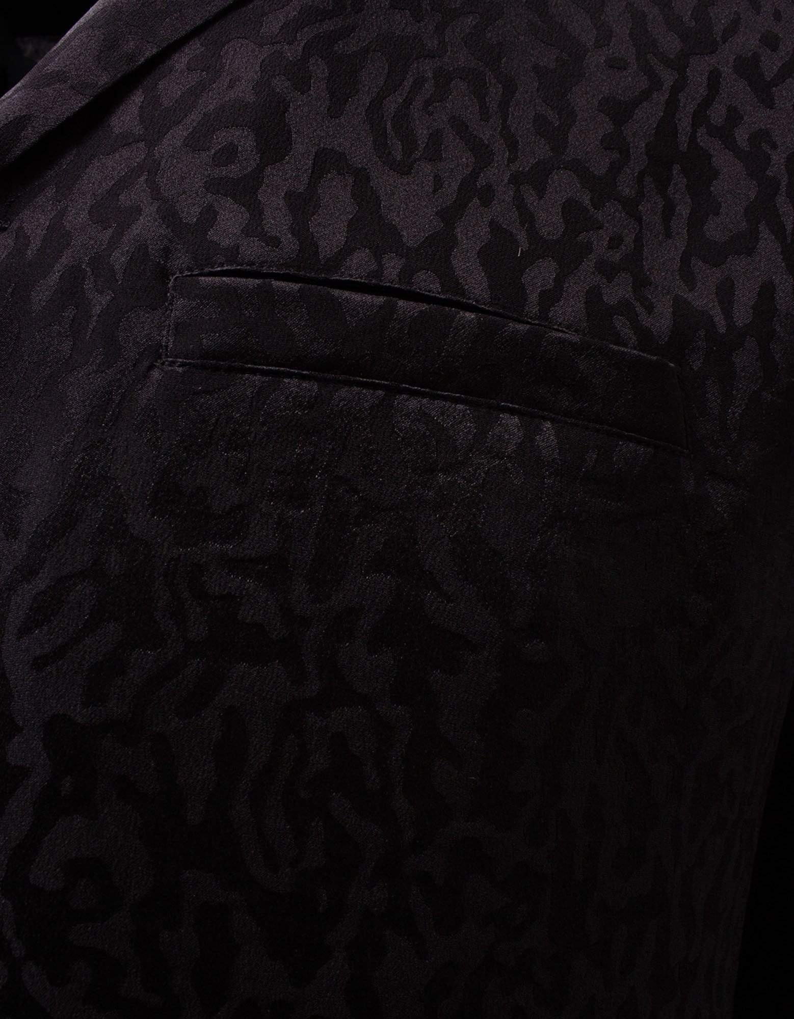 Black Camo Jacquard Silk Shirt - 7