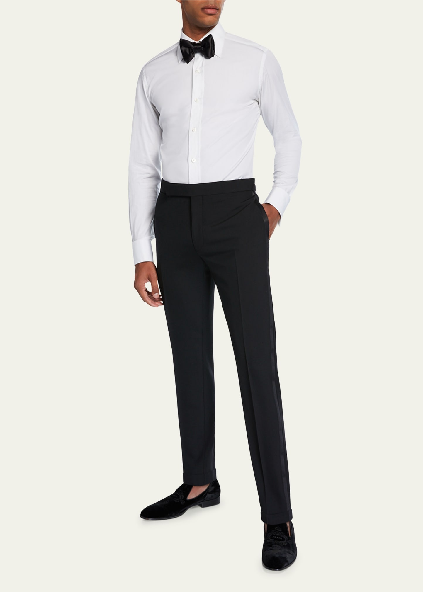 Men's Gregory Wool Barathea Tapered Tuxedo Pants - 2