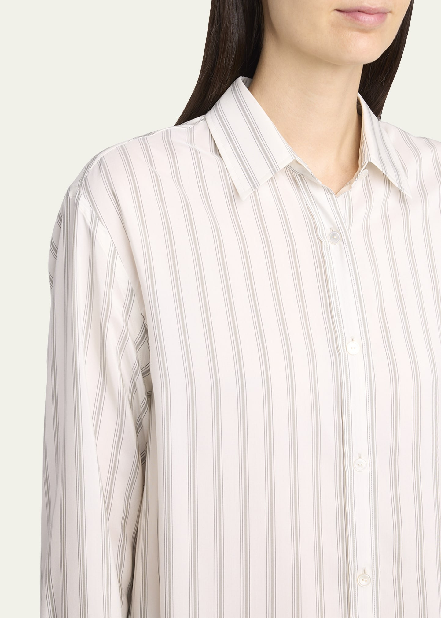 Eirlys Striped Silk Button-Down Shirt - 5