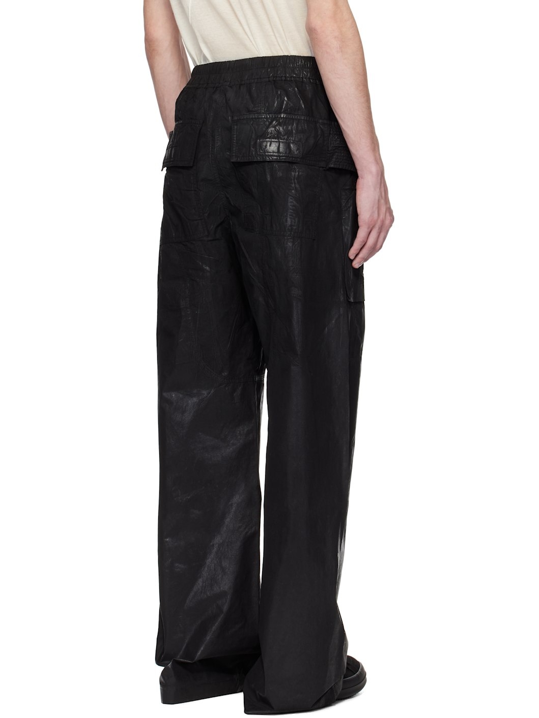 Black Hollywood Creatch Wide Drawstring Cargo Pants - 3