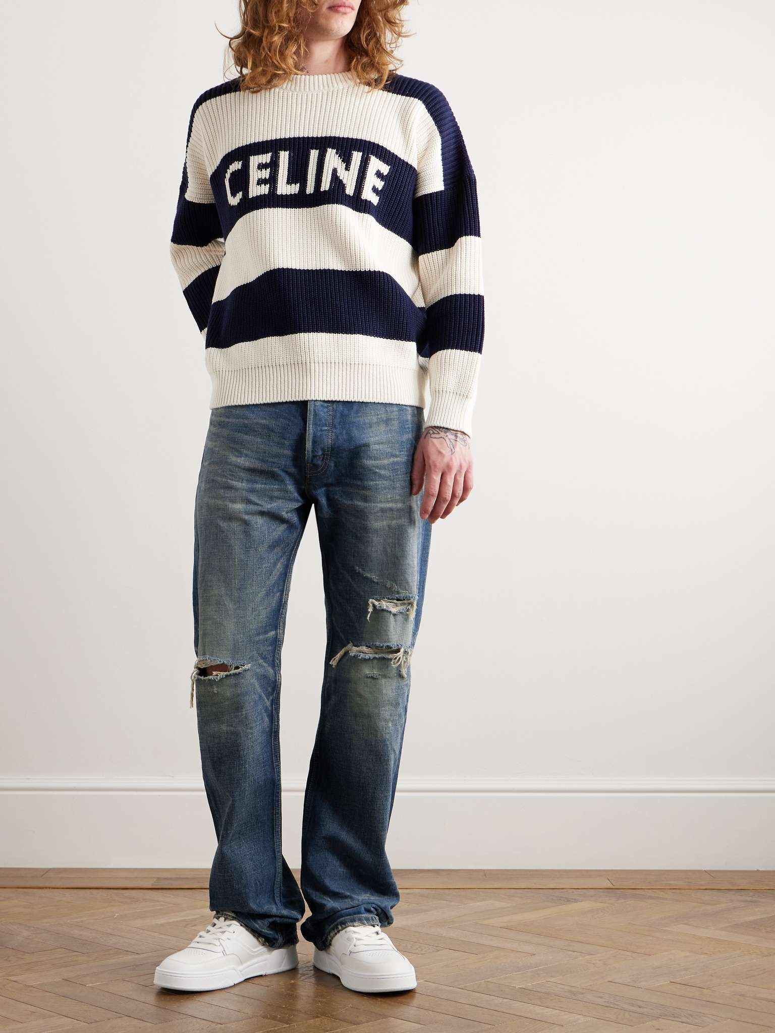 【日本入手困難】KURT JEANS IN DESTROYED BLUE MARBLE DENIM CELINE kurt jeans in destroyed blue marble denim | REVERSIBLE