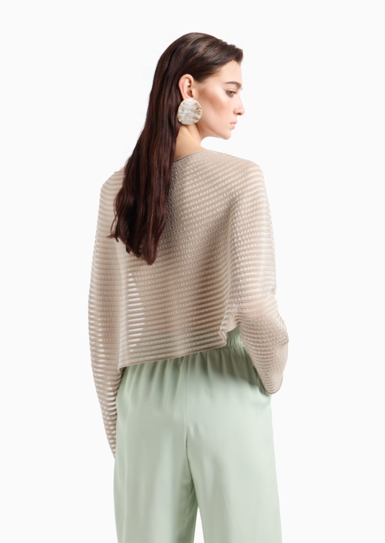 Cape-effect cropped jumper in ottoman fabric - 3