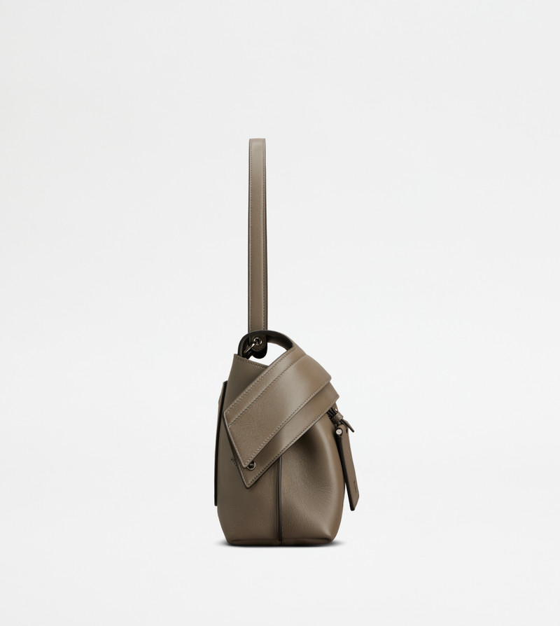 Tod's TOD'S WAVE BAG IN LEATHER SMALL - GREY outlook
