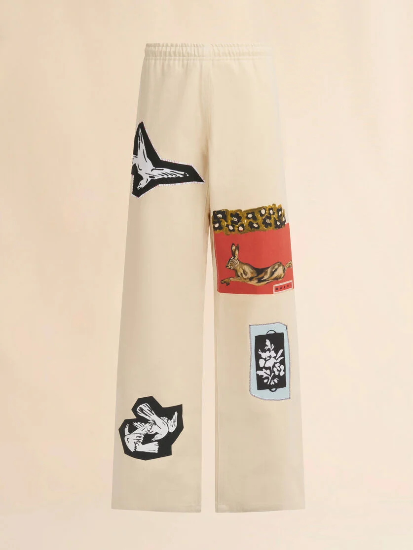 CREAM ORGANIC BULL DENIM TROUSERS - 1