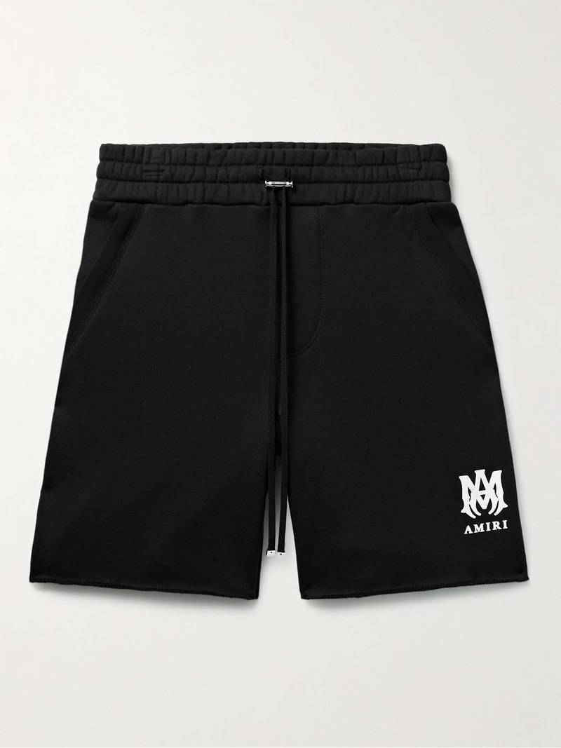 Wide-Leg Grosgrain-Trimmed Cotton-Jersey Drawstring Shorts 1