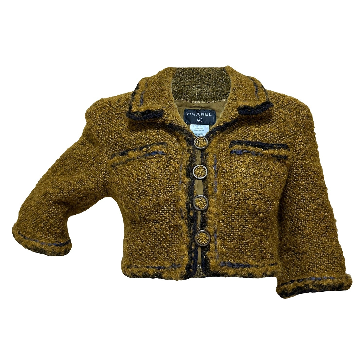 CHANEL Tweed Cropped Button Up Jacket - 1