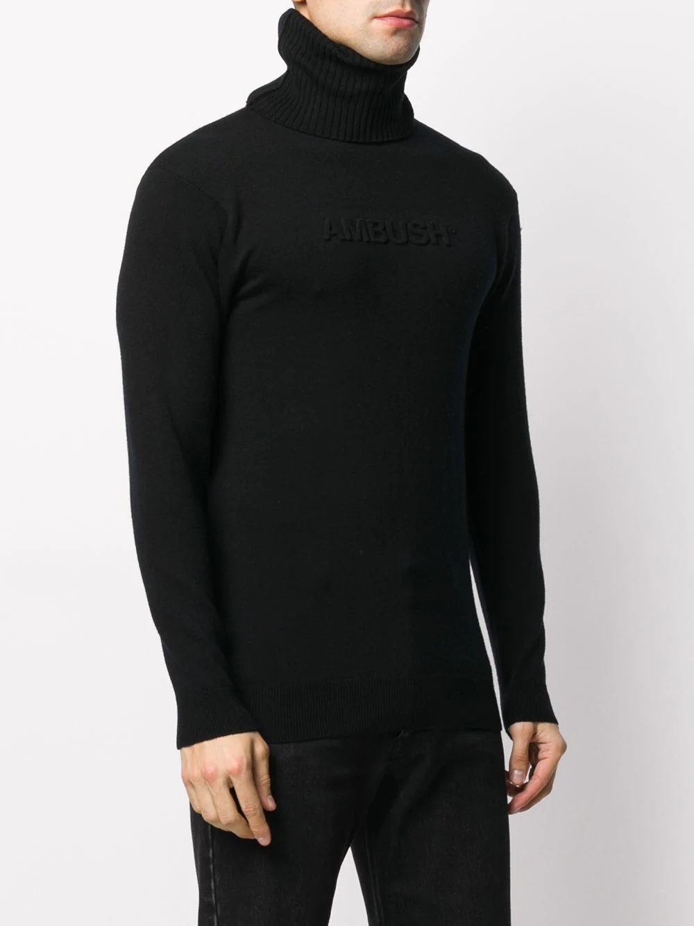 embossed-logo roll-neck jumper - 4