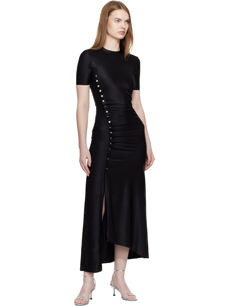 rabanne Black Draped Midi Dress outlook