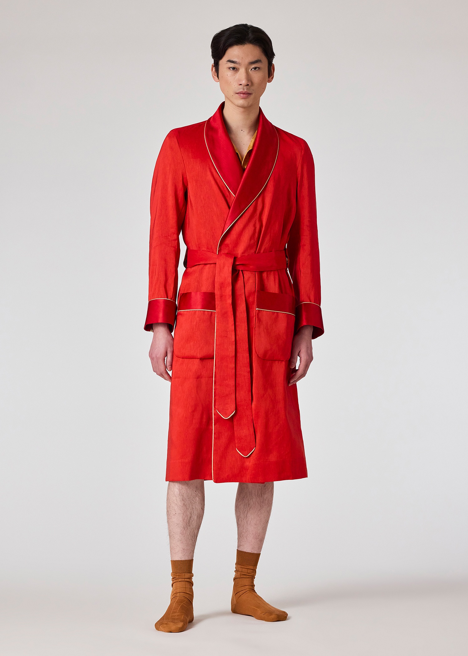 Daniel Hanson For Paul Smith - Red Linen And Silk Dressing Gown - 6
