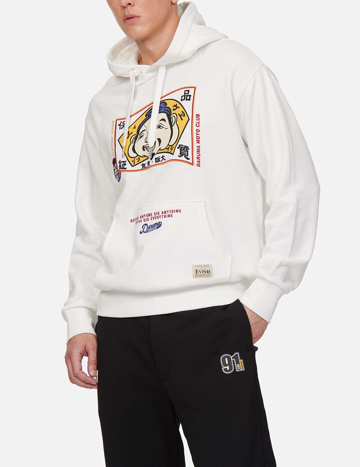 HOODED SWEATSHIRT WITH GODHEAD FLAG AND DARUMA EMBROIDERY - 3