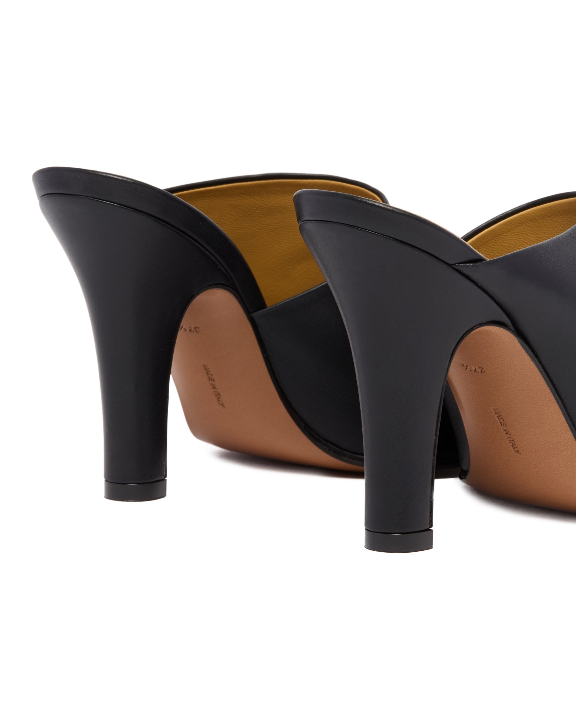 Black Leather Mules - 6