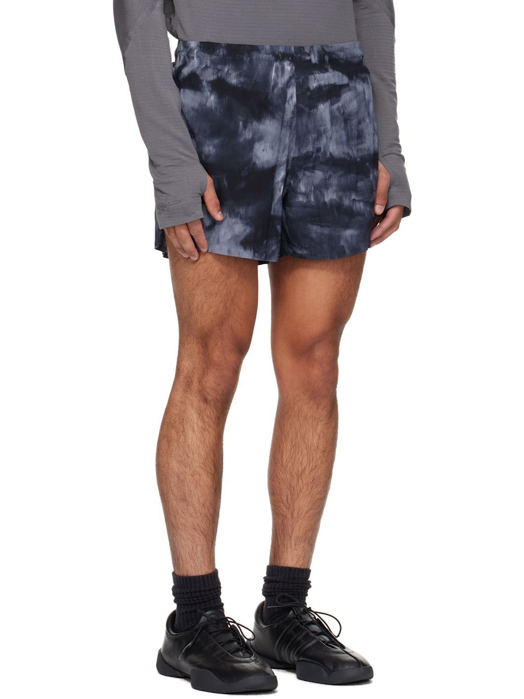 Black & Gray AOP Running Shorts - 2