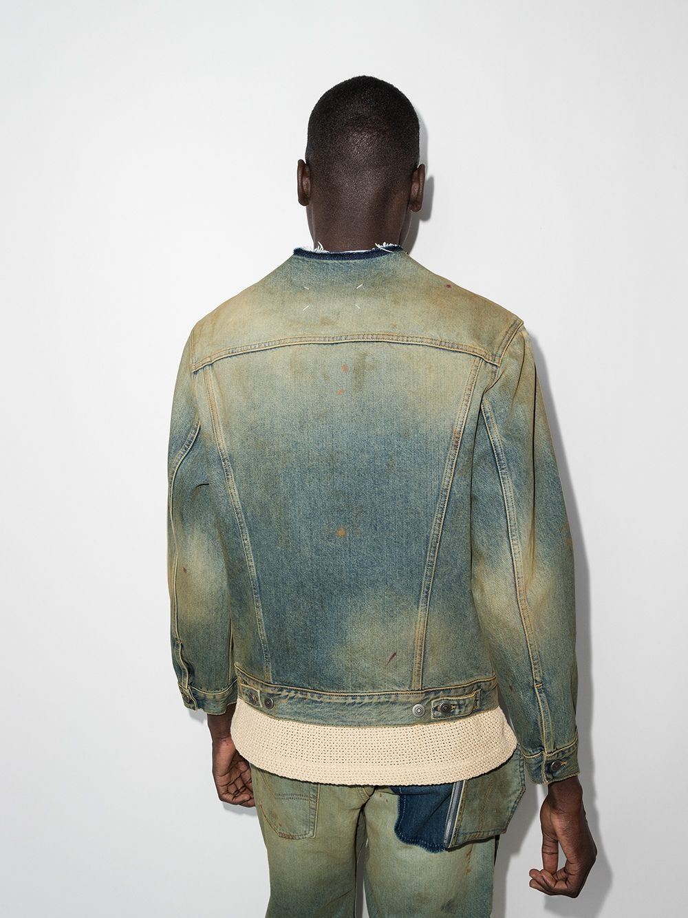 raw-cut collar denim jacket - 3