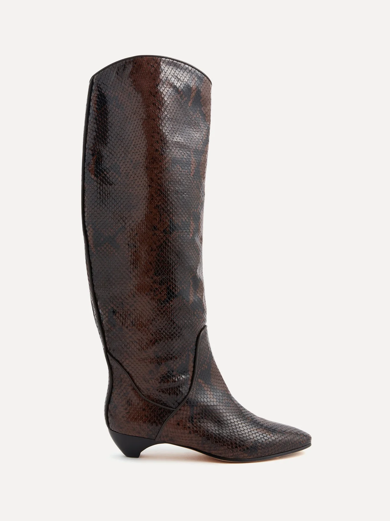 Allegra Riding Boot / Chocolate Leather Snake Effect - 1