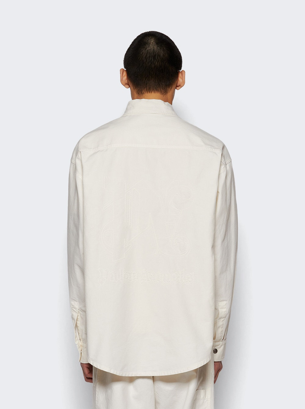 Monogram Embroidery Overshirt Off White - 5