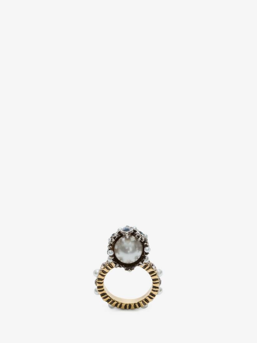 Queen Skull Ring in Antique Gold - 3