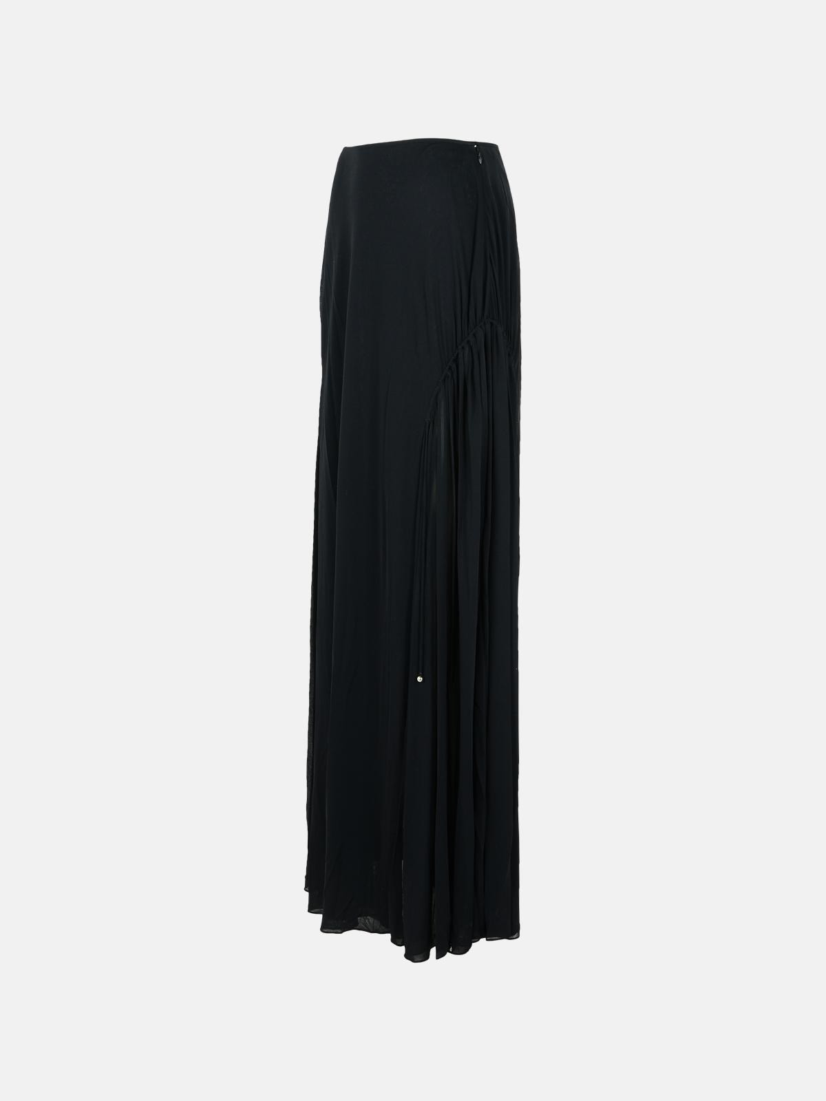 'FLARED' BLACK VISCOSE BLEND SKIRT - 2