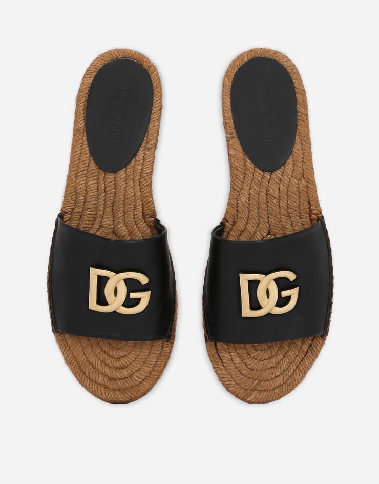 Nappa leather espadrille sliders with DG logo - 4