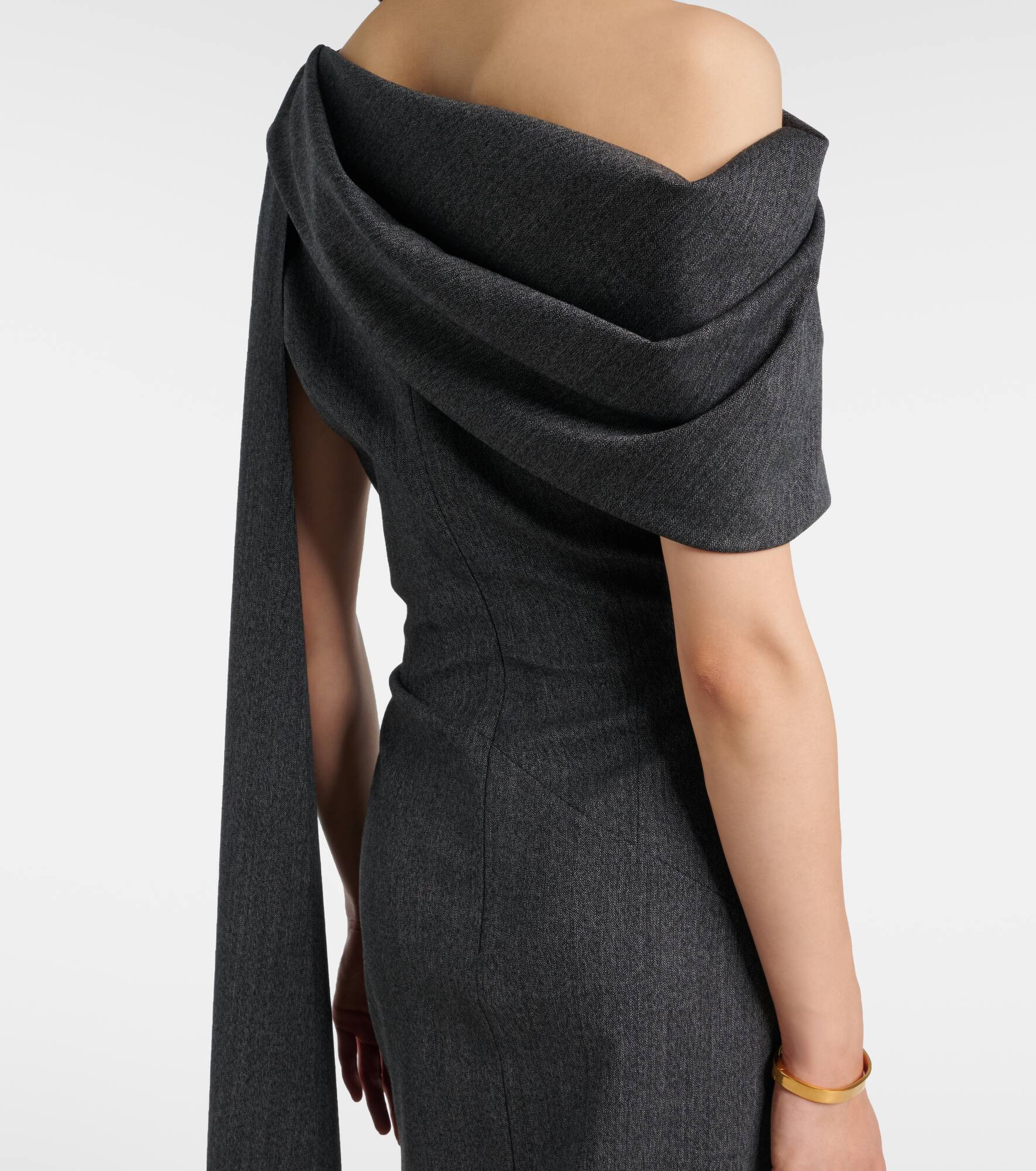 Maite herringbone draped midi dress - 6