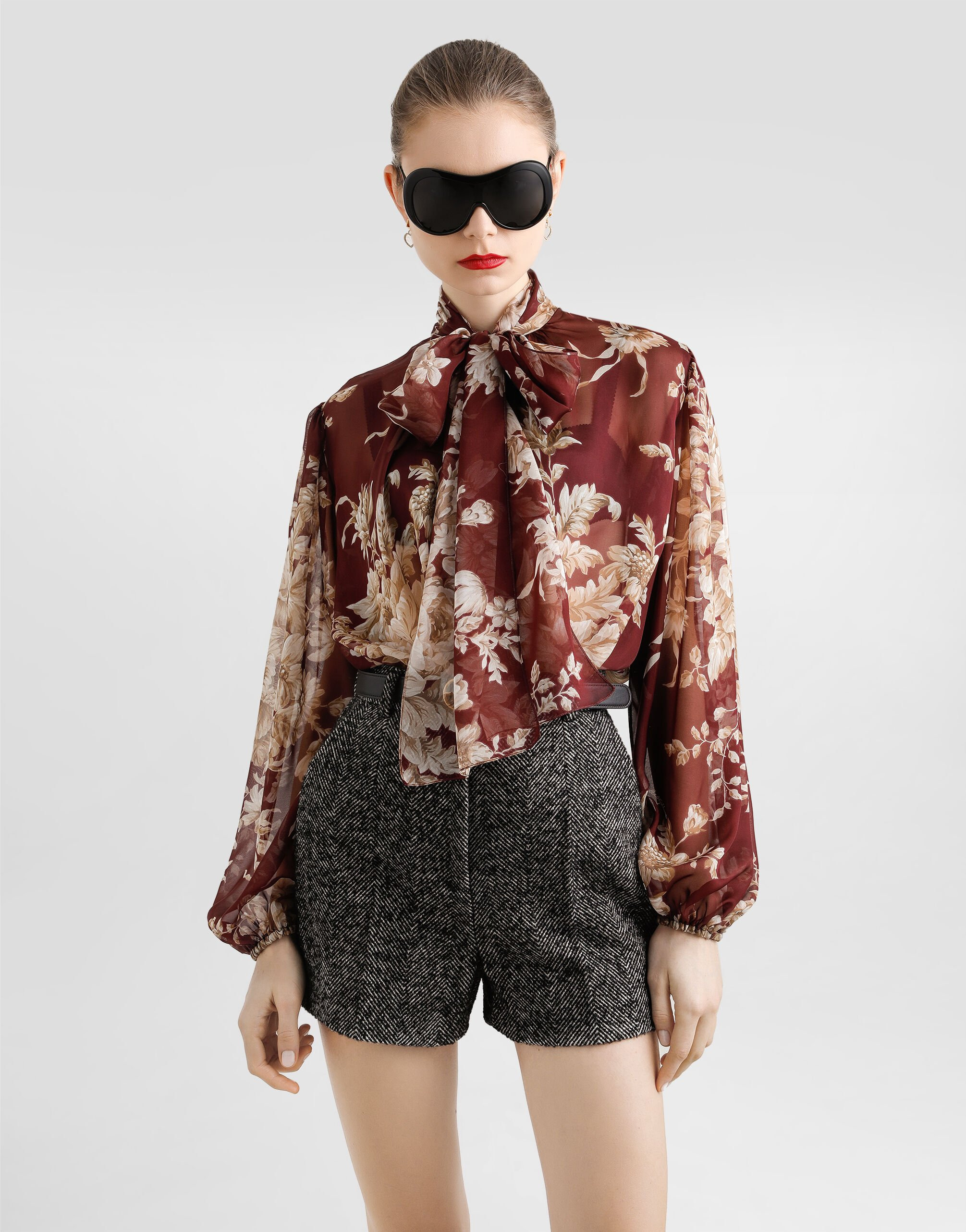 Rose-print chiffon shirt - 2
