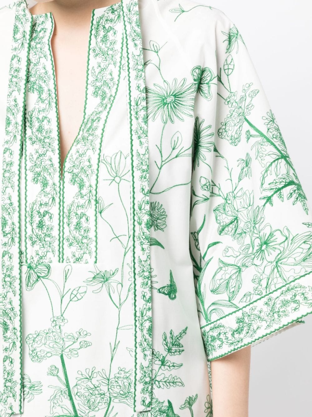 embroidered half-sleeves dress - 5