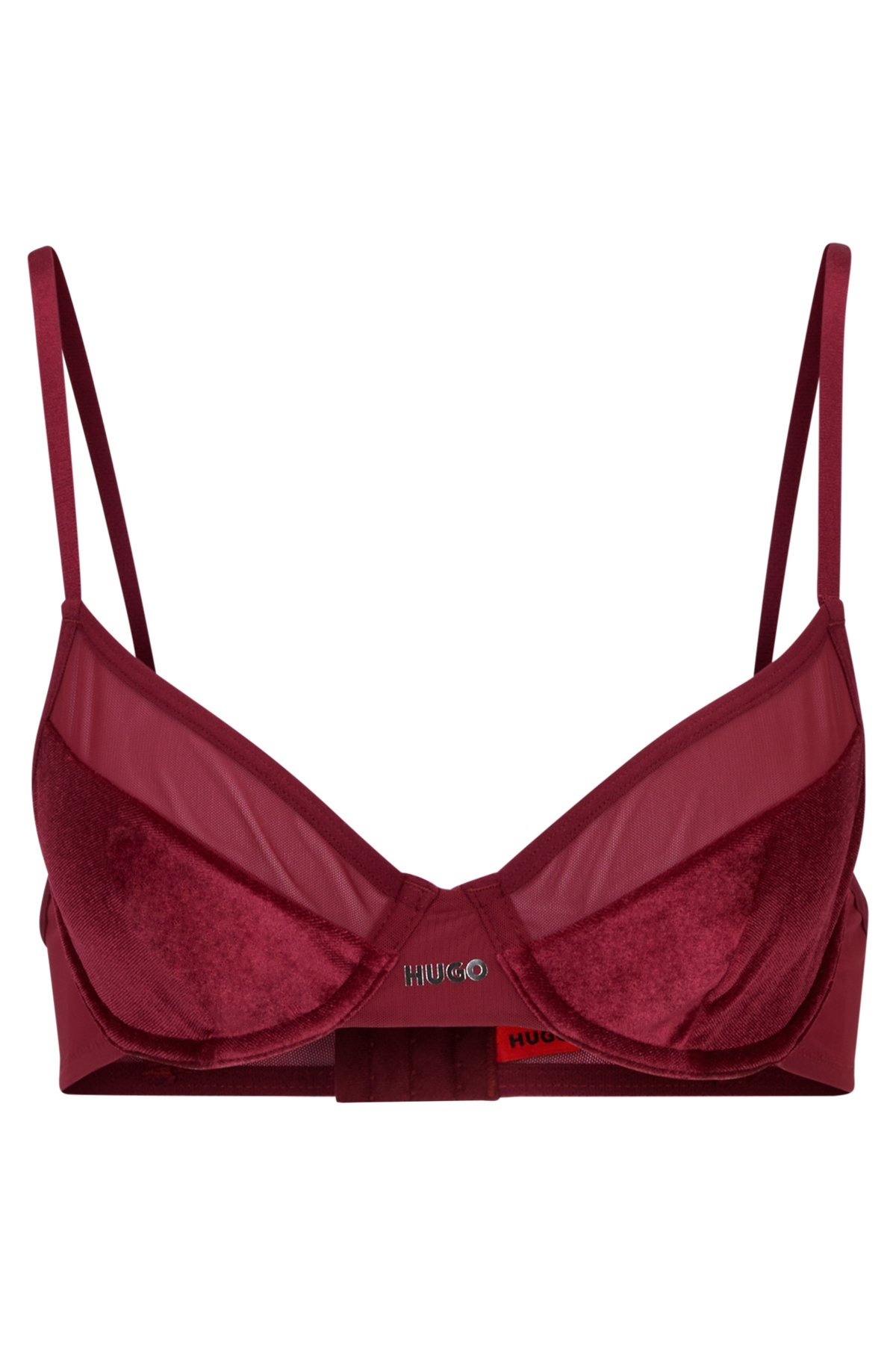 MIXED-MATERIAL UNDERWIRED BRA WITH FOIL LOGO - 1