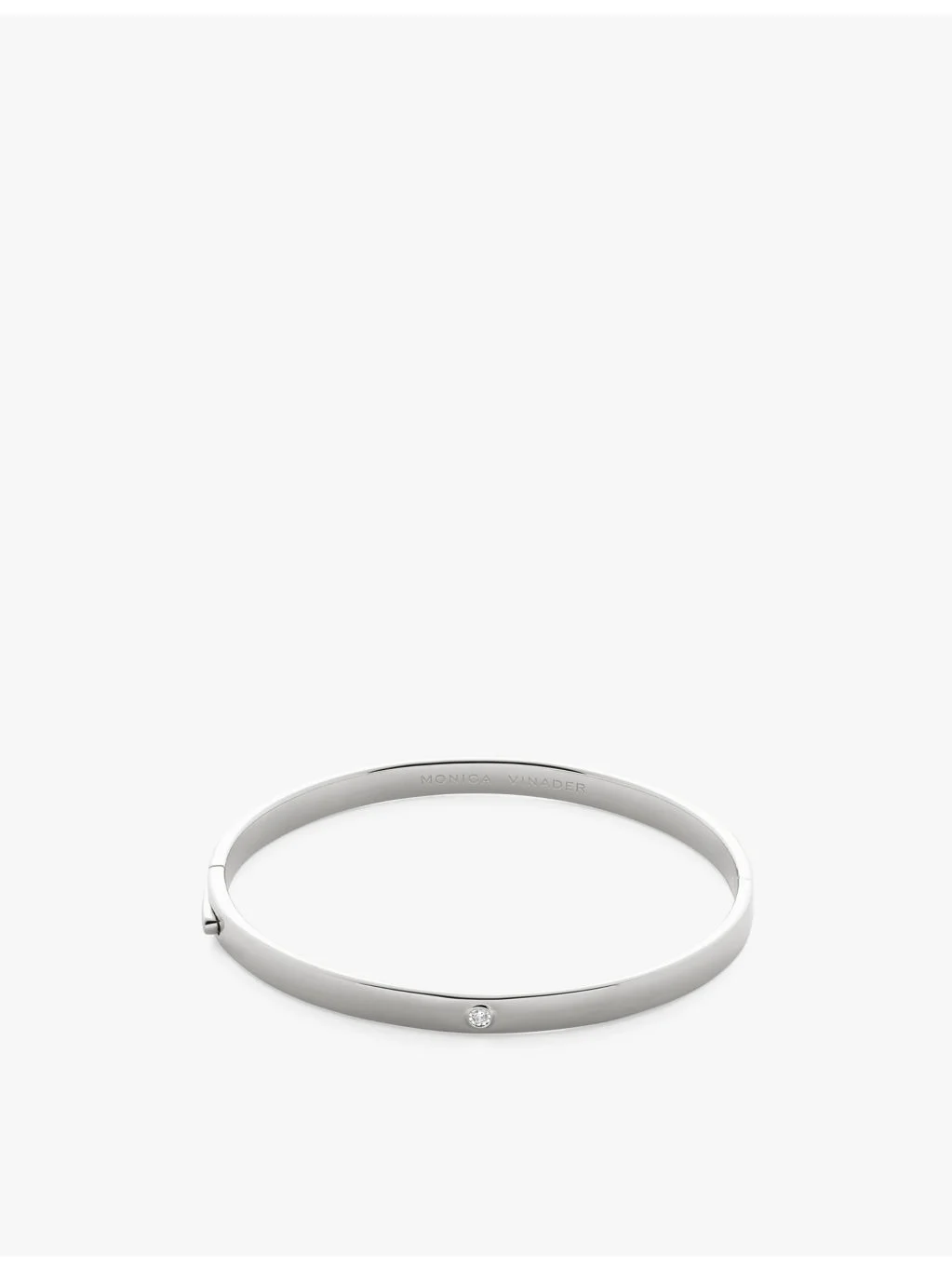 Solitaire Sterling-Silver And 0.015ct Lab-Grown Diamond Bangle - 1