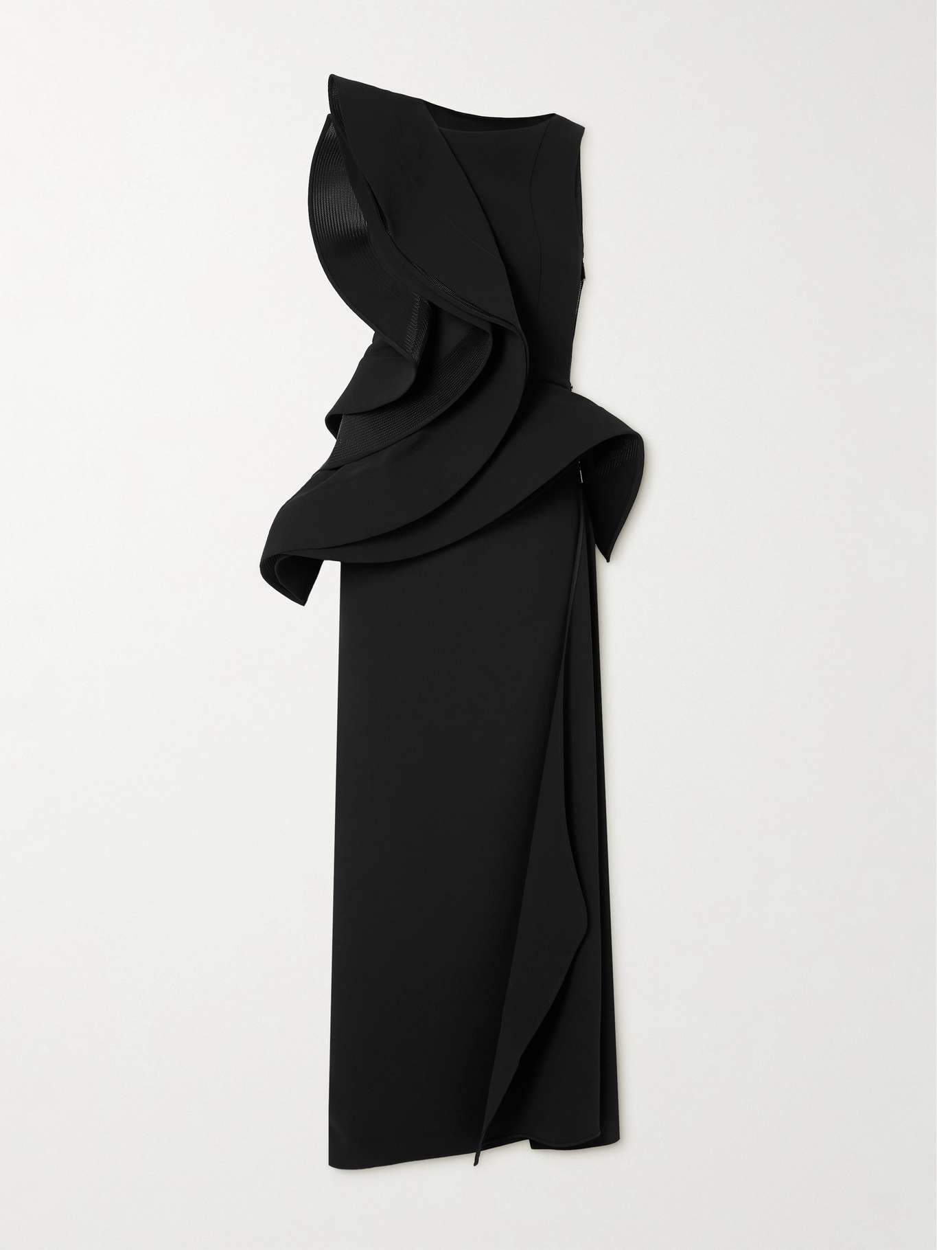 Fateful ruffled mesh-trimmed crepe gown - 1