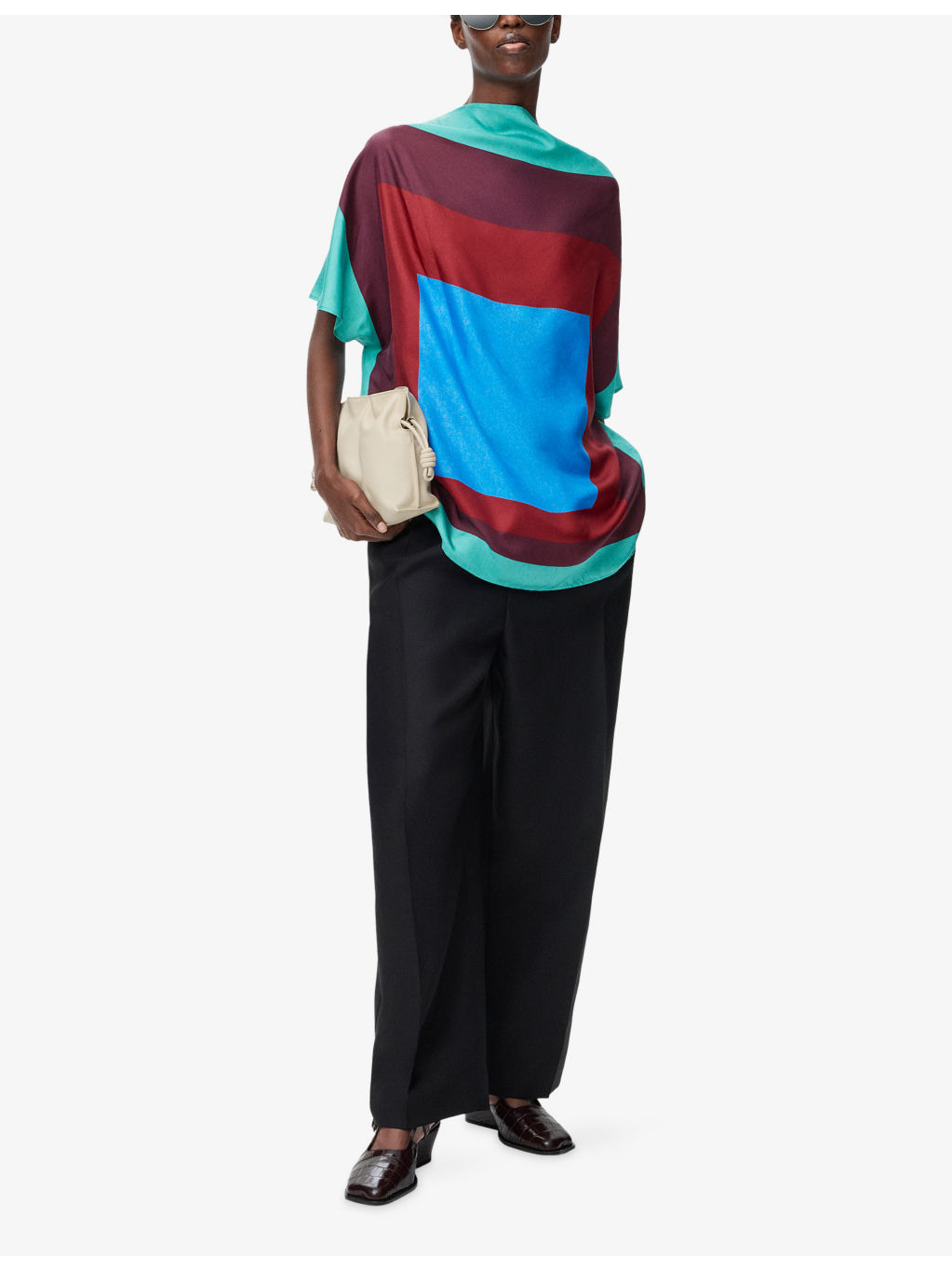 Colour-Block Silk Scarf Top - 2