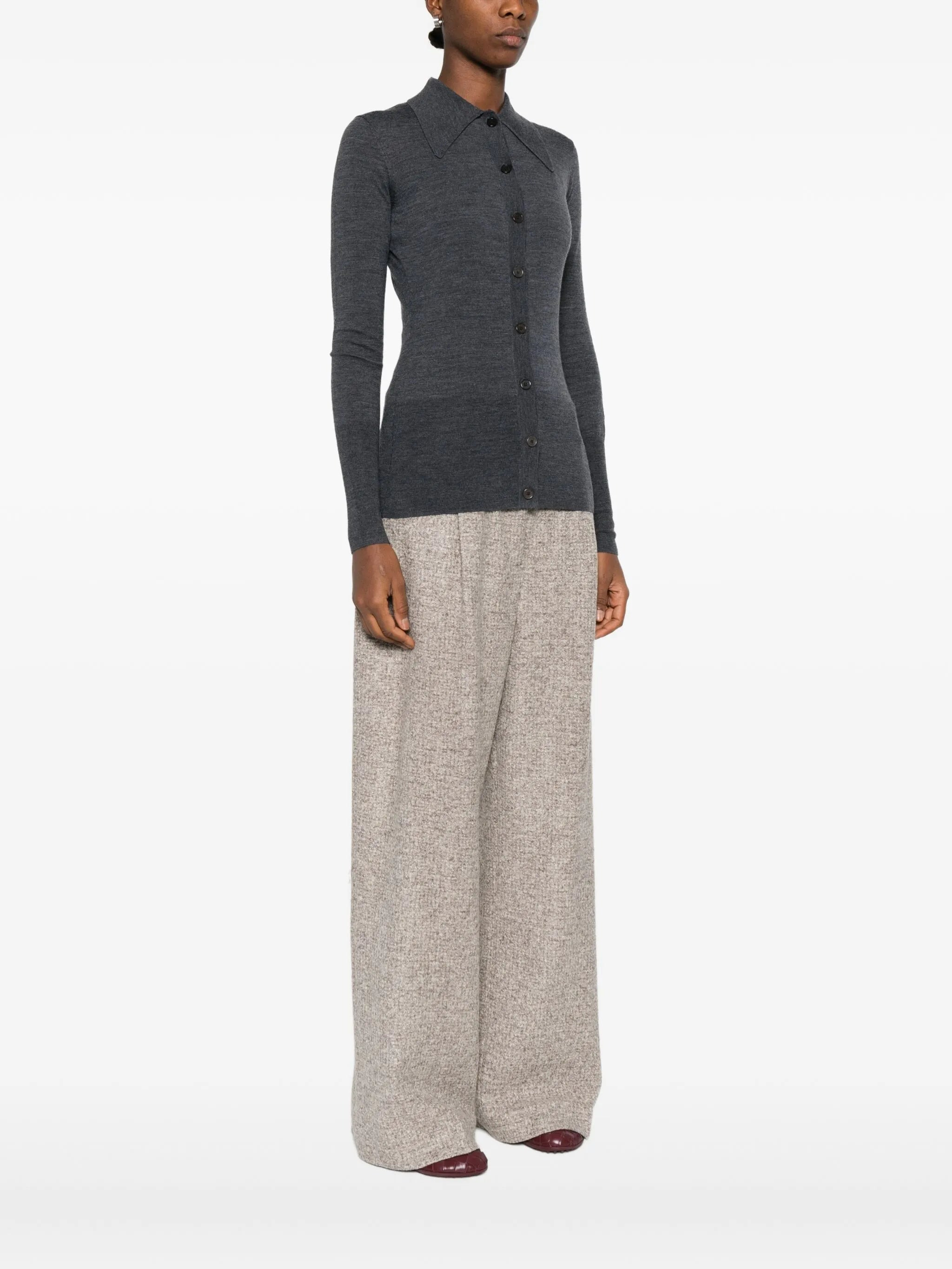 Mark Kenly Domino Tan Button-front Collared Cardigan - 4