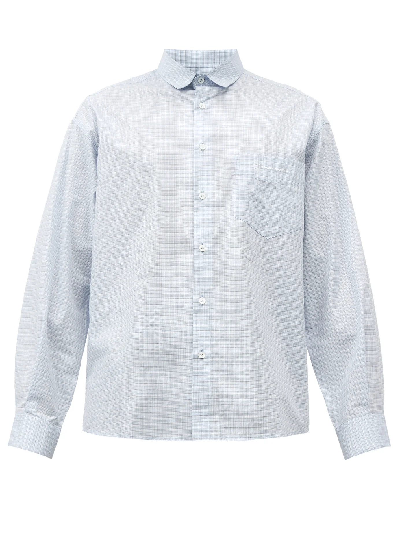 Simon micro-check cotton-poplin shirt - 1